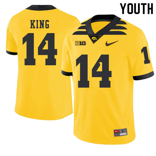 2019 Youth #14 Desmond King Iowa Hawkeyes College Football Alternate Jerseys Sale-Gold